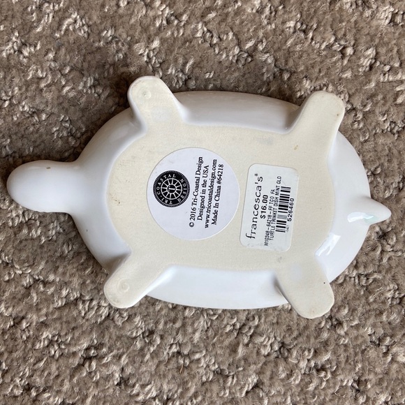 NWT Francesca’s Ceramic Turtle Jewelry Trinket Dish, Green Teal Pearl Gold - Picture 3 of 4